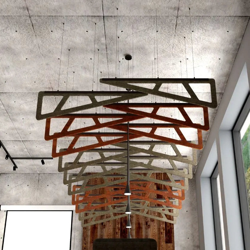 Felt Ceiling Acoustic Baffles - SLANT in grey interior Decormania UK